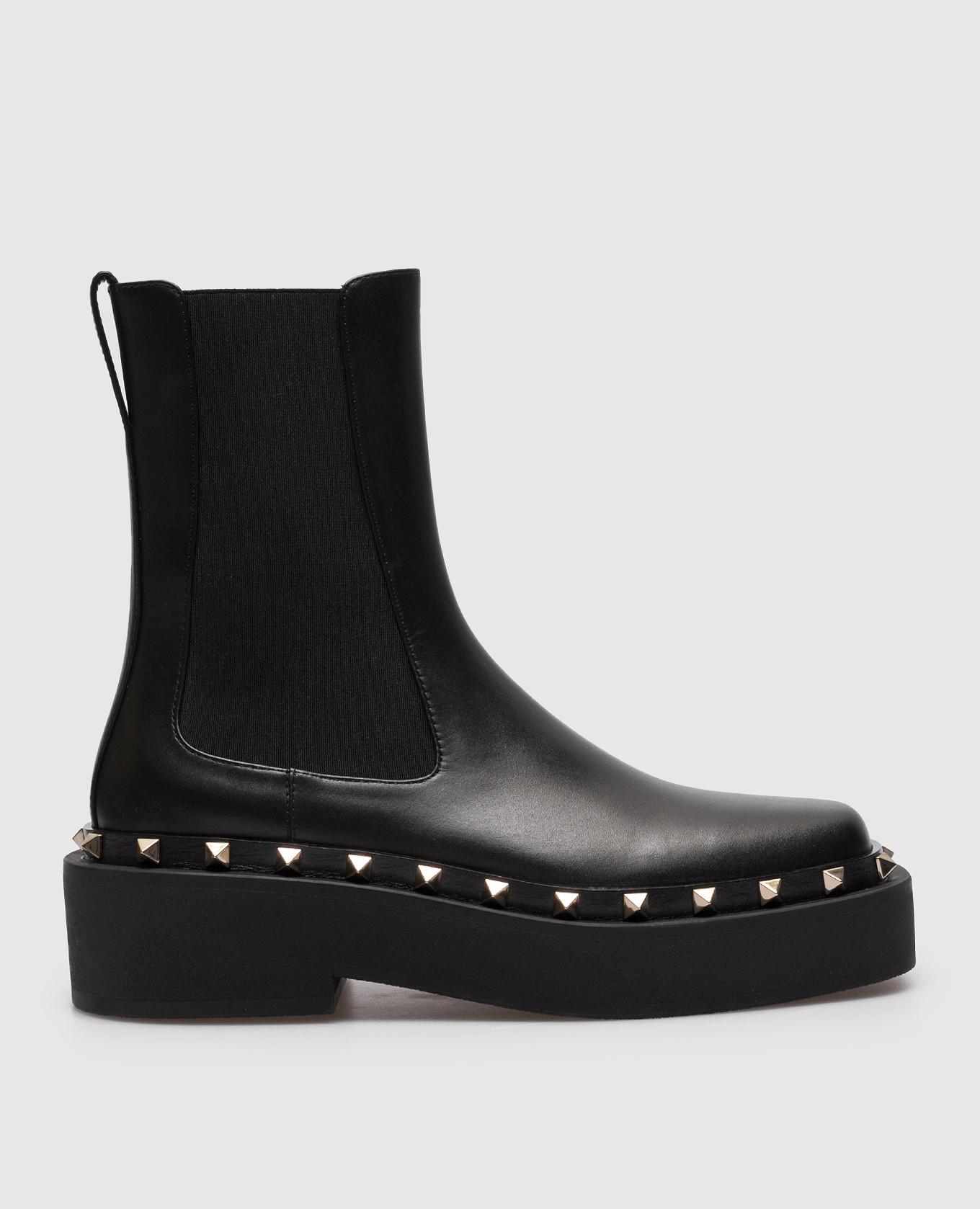 

Rockstud Black Leather Chelsea Boots Valentino, Черный