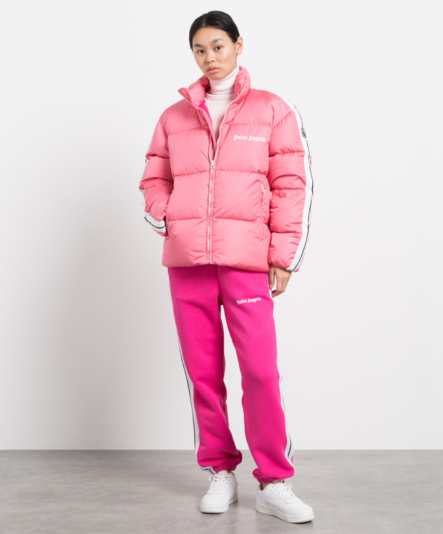Palm Angels - Pink down jacket with logo PWED014F22FAB001