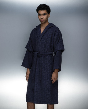 Off-White Blue robe in textured logo pattern OHZB012G23FAB001