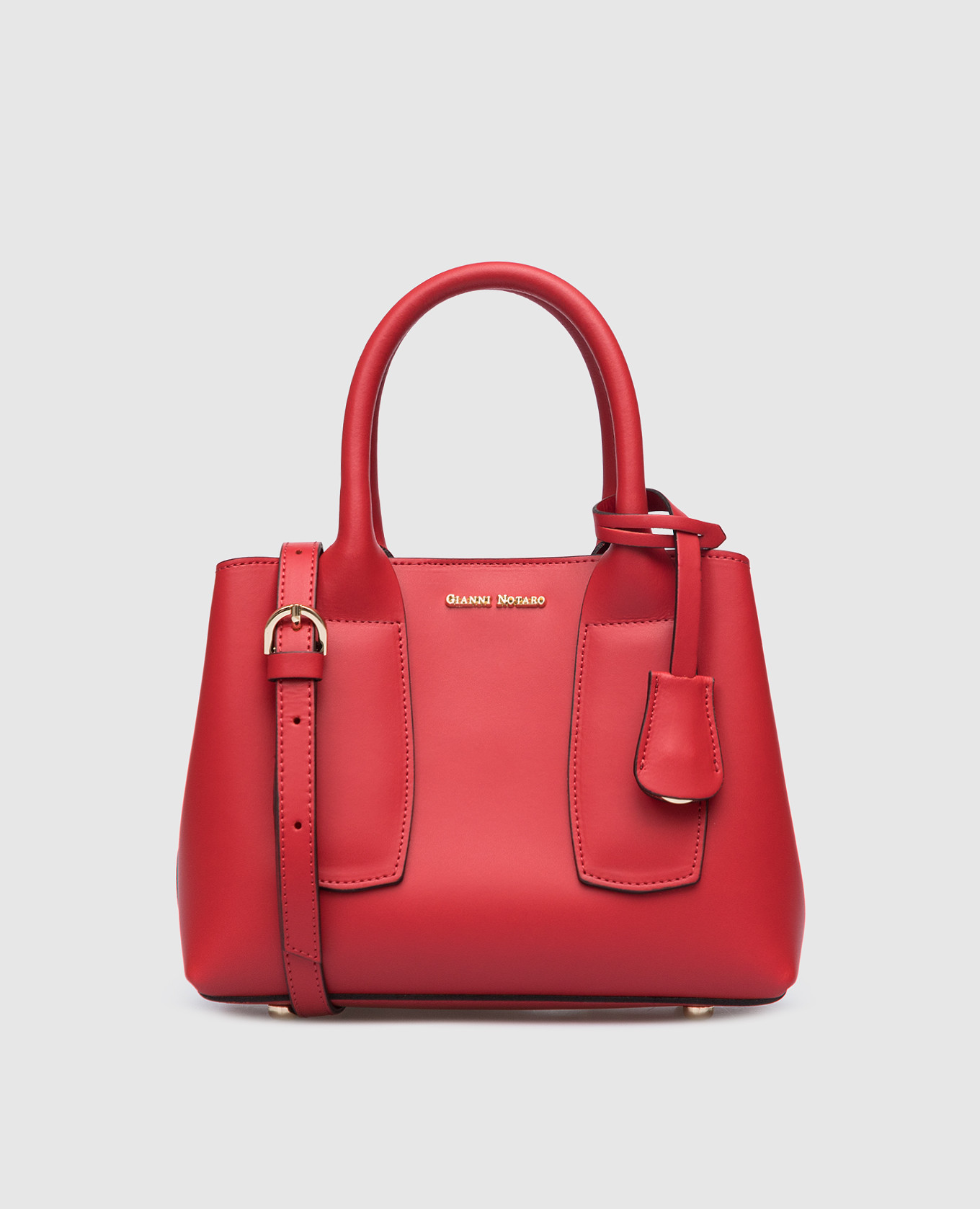 

Red leather bag with logo Gianni Notaro, Красный