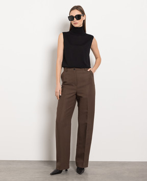 The Row Pipa brown wool and silk trousers 6637W2254