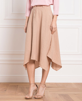 Peserico Brown linen midi skirt P05189T001617