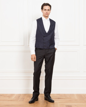 Brunello Cucinelli Navy blue wool and silk vest MF460S1994