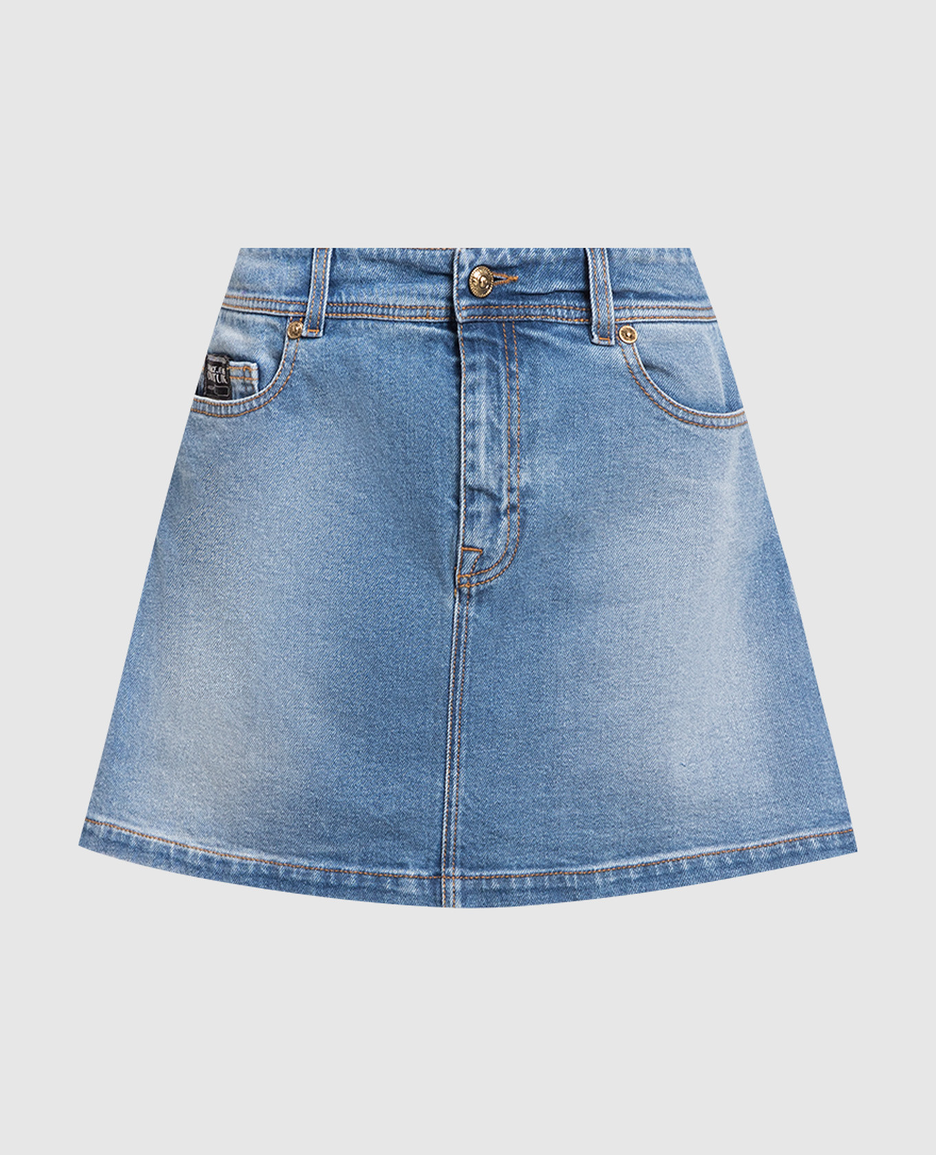 

Blue denim skirt with logo Versace Jeans Couture