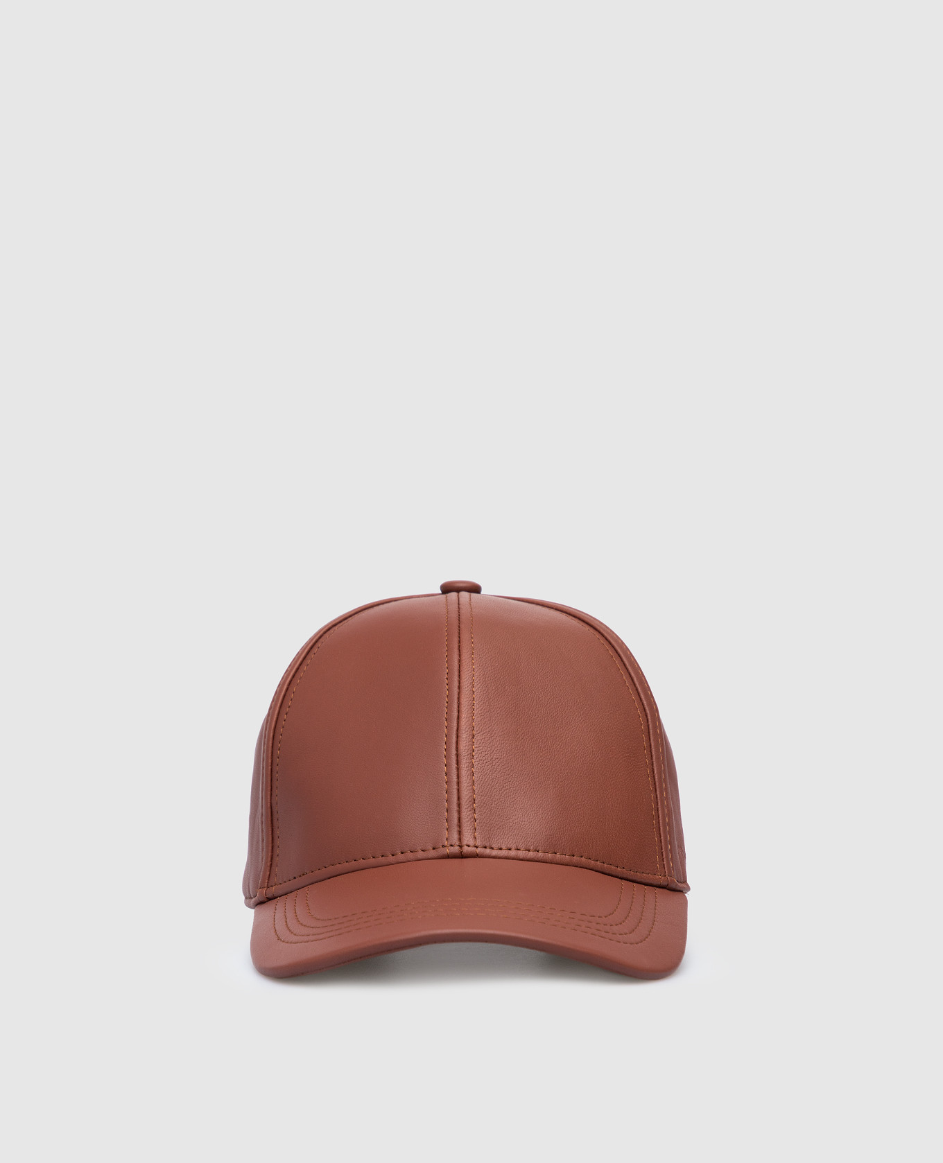 

Brown leather cap Yves Salomon, Коричневый