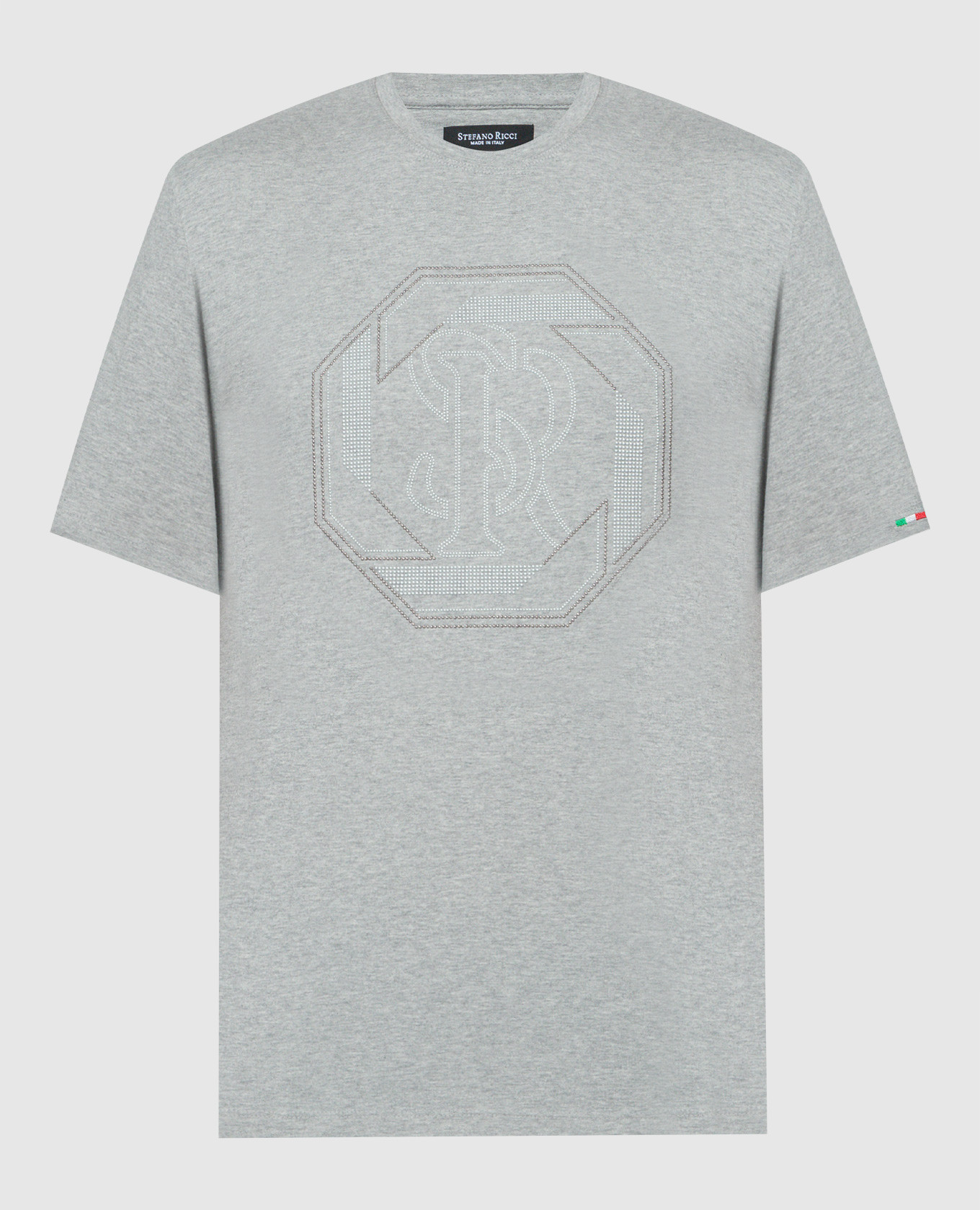 

Gray melange t-shirt with monogram logo Stefano Ricci, Grey