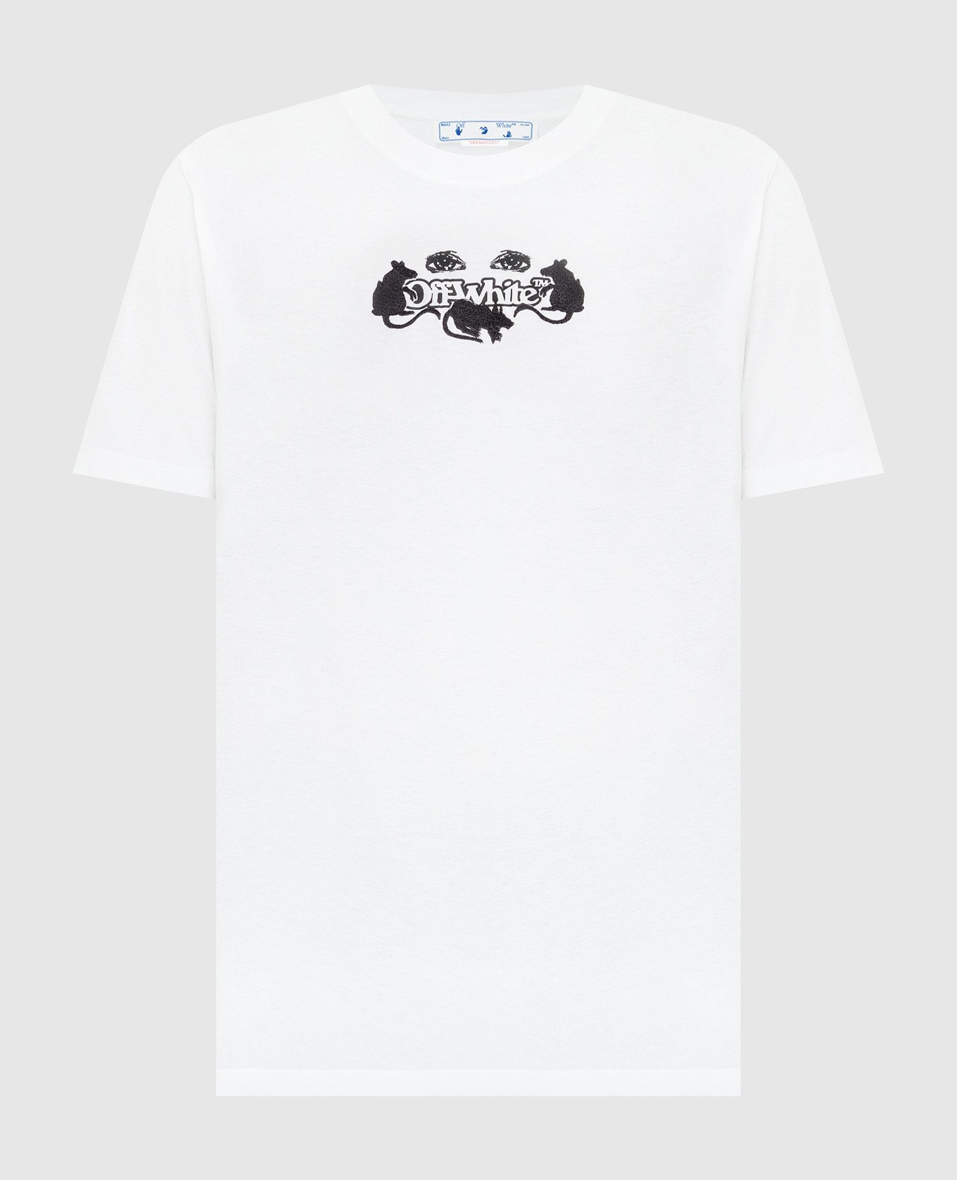 Off-White - White t-shirt with Cat embroidery