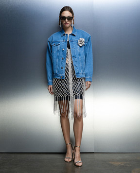 Giuseppe Di Morabito Milano Blue denim jacket with a brooch PF23012DNFC234