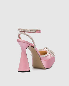 Mach&Mach Double Bow slingbacks in pink with crystals S0126RAS313