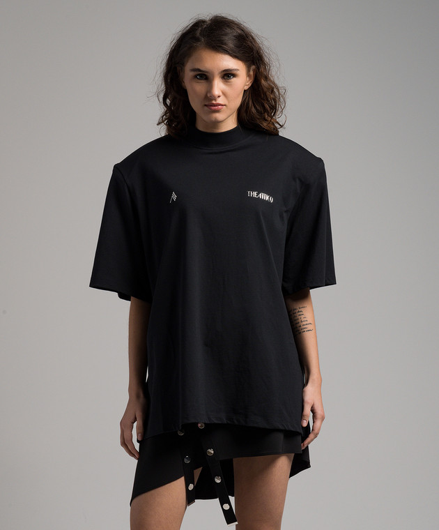 The Attico - Black T-shirt by Kylie with a textured logo