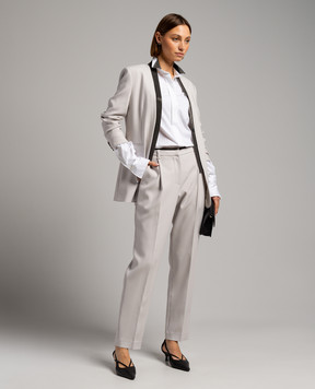 Brunello Cucinelli Gray pants with monil chain MB097P8456