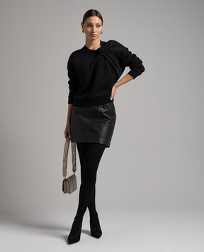 Alexander McQueen Black sweatshirt with drape 777196QLAC8