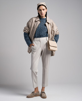 Brunello Cucinelli Gray pants with monil chain MP526P8397