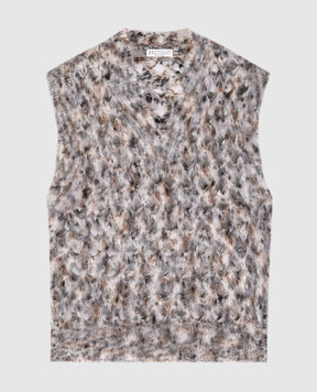 Brunello Cucinelli Gray openwork vest MTA309402