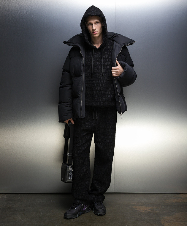 ★Off-White★ Logo boucle hoodie black OMBB118F23FAB0011000 Off-White - Black hoodie with boucle in the Off logo