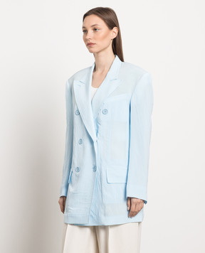 Max Mara Sportmax Zelig blue double-breasted jacket with a reaper effect ZELIG