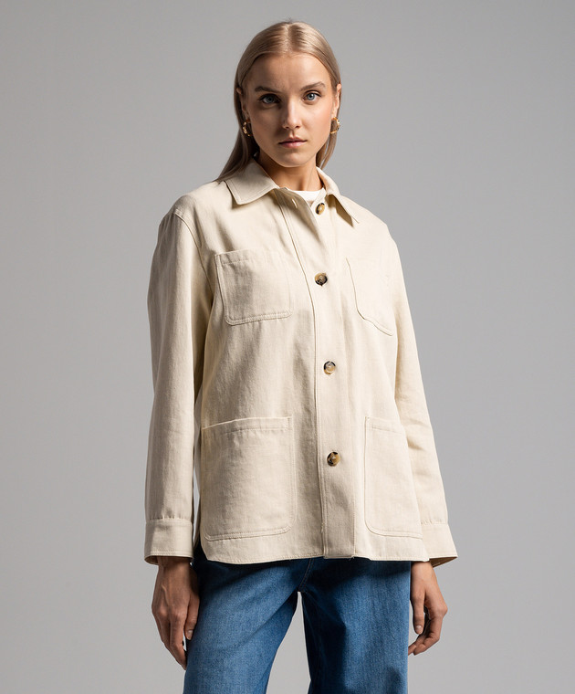 Max Mara - Beige Newport shirt with linen NEWPORT - shop