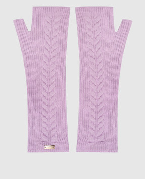 Herno Purple mittens made of wool with a textured pattern MANIC005D70184