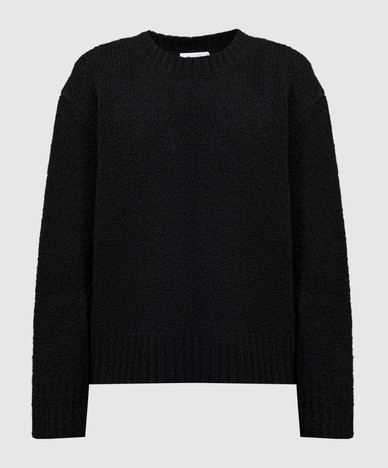 Schwarzer Pullover mit Kontrastbesatz
