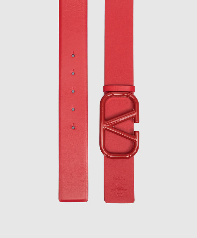 Valentino - Red leather belt with Vlogo logo 2W0T0X46ABA  display picture 1