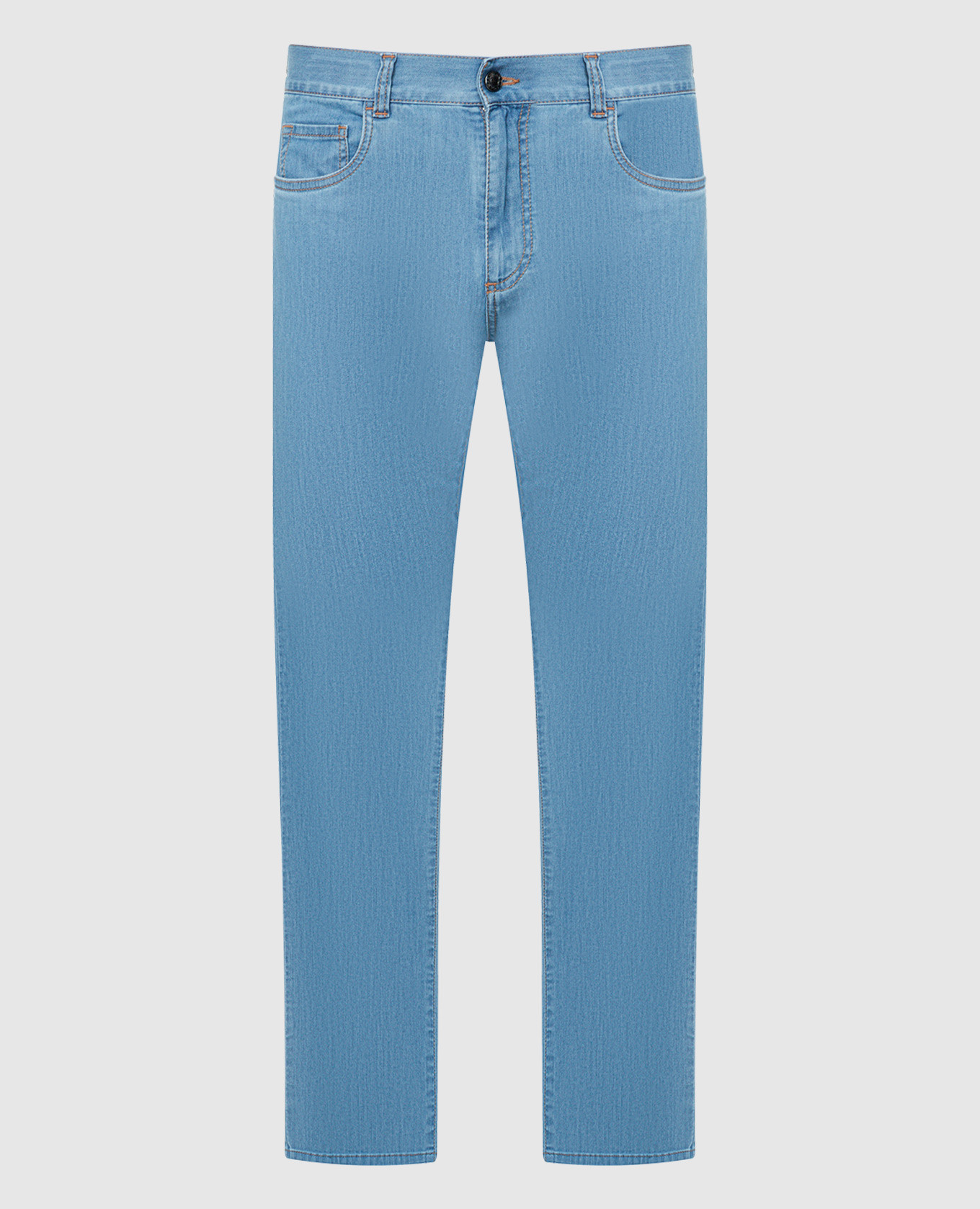 

Blue jeans with logo patch Canali, Light blue