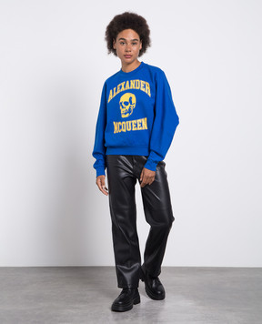 Alexander McQueen Blue sweatshirt with logo print 752345QZAJ5