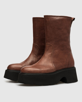 N21 Brown leather boots 23ISP04540454