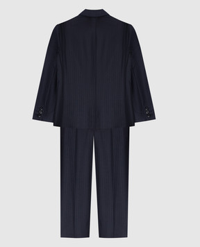 Stefano Ricci Children's blue double-breasted striped wool suit Y1SF378950W803