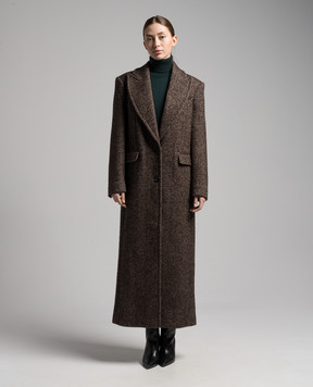 Michael Kors Brown patterned wool and silk tweed coat DOL7010119269