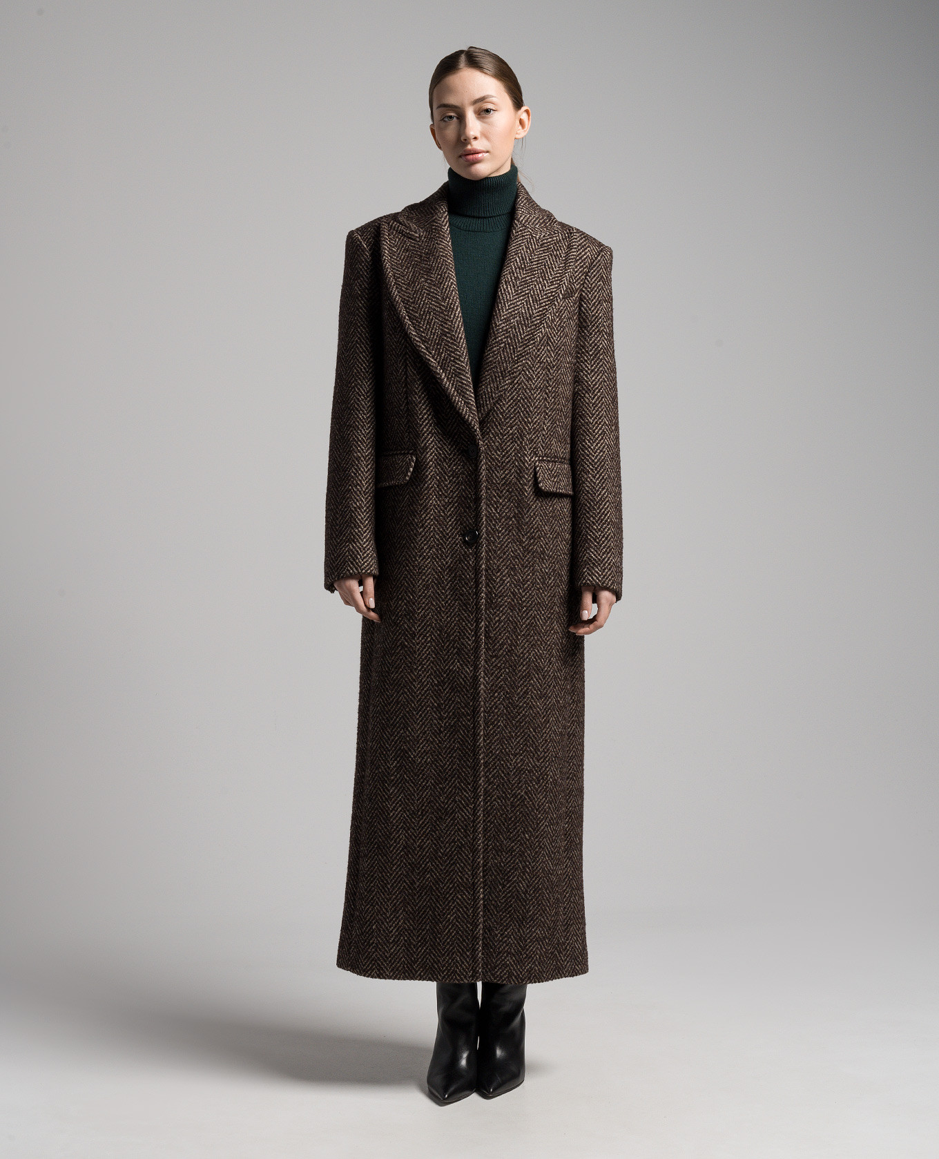 Brown patterned wool and silk tweed coat Michael Kors 3