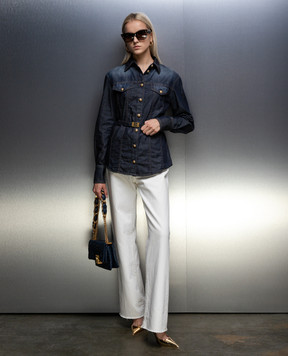 Balmain Blue denim shirt with a distressed effect BF0HC060DD63