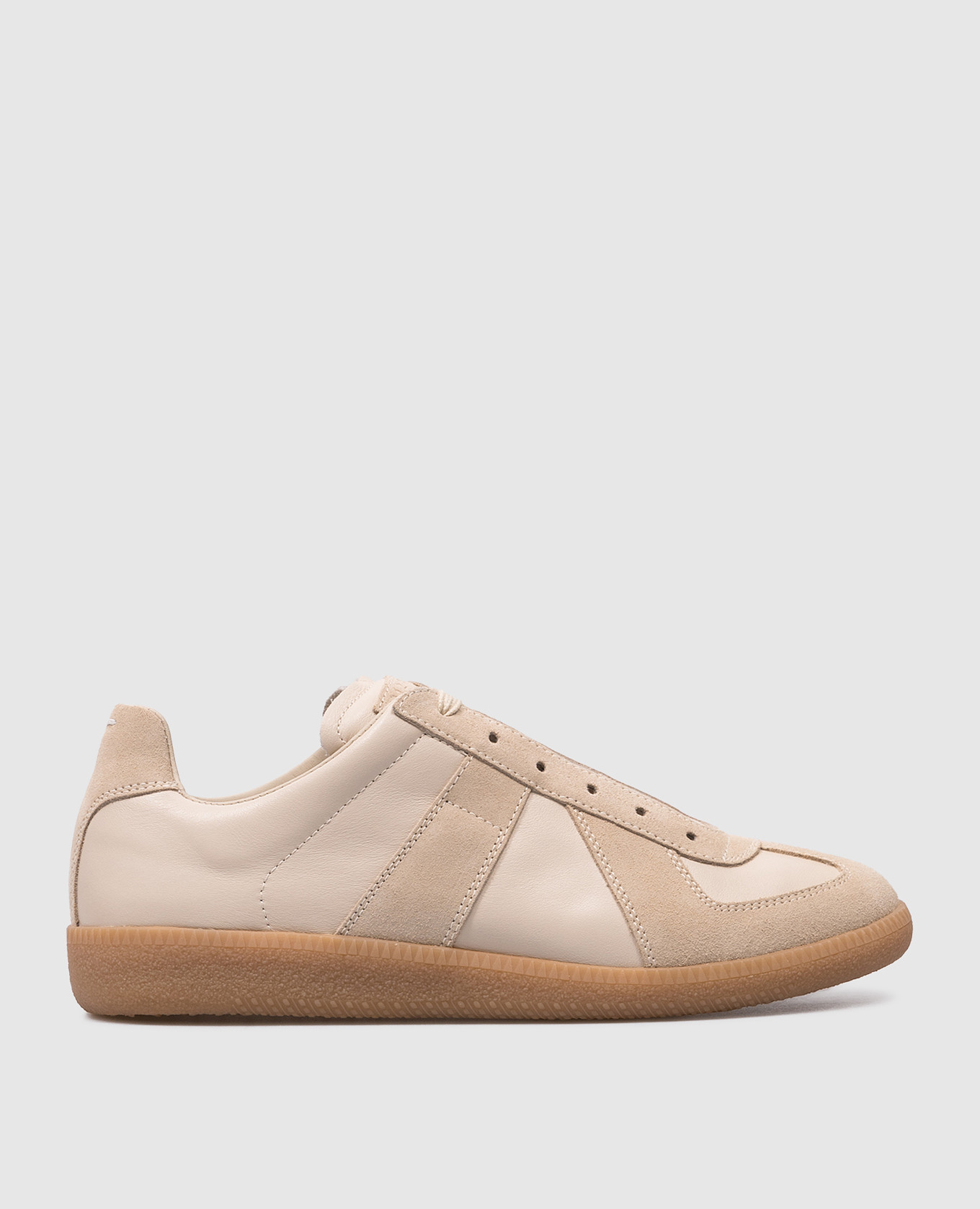 Maison Margiela - Beige leather sneakers with embossed logo