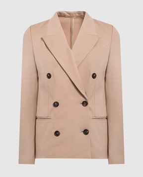 Brunello Cucinelli Beige double-breasted jacket with eco-brass M0R242368P