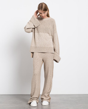Off-White Beige high-rise trousers with textured logo OWHG012F22KNI001