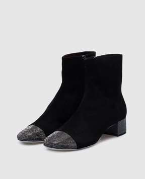 Rene Caovilla Black suede boots with crystals C11852040