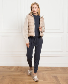 Brunello Cucinelli Blue cashmere jumper with monil chain M12186700