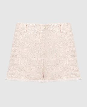 Twinset Pink sequin wool tweed shorts 241TP2424