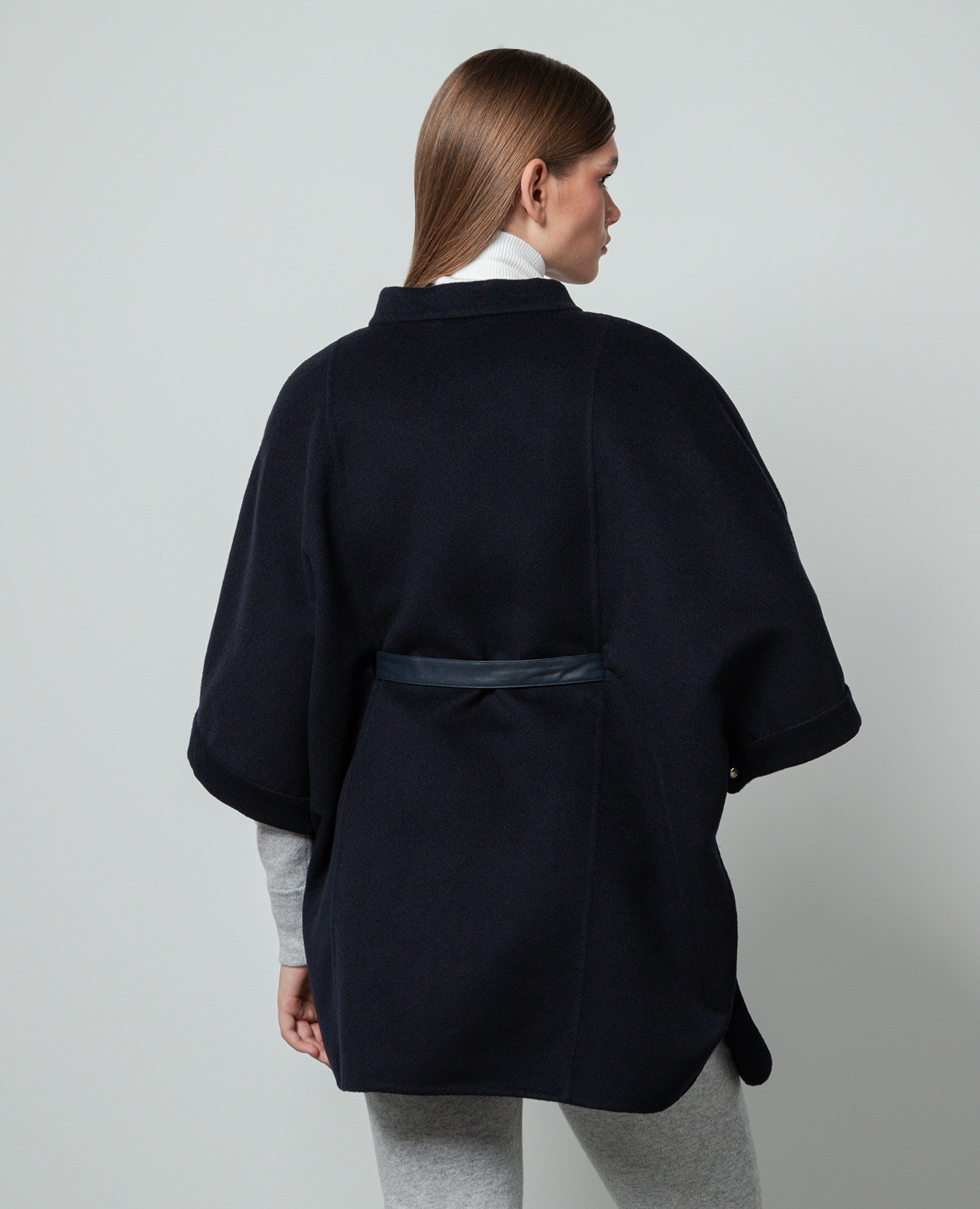 Blue wool and cashmere cape Enrico Mandelli 4