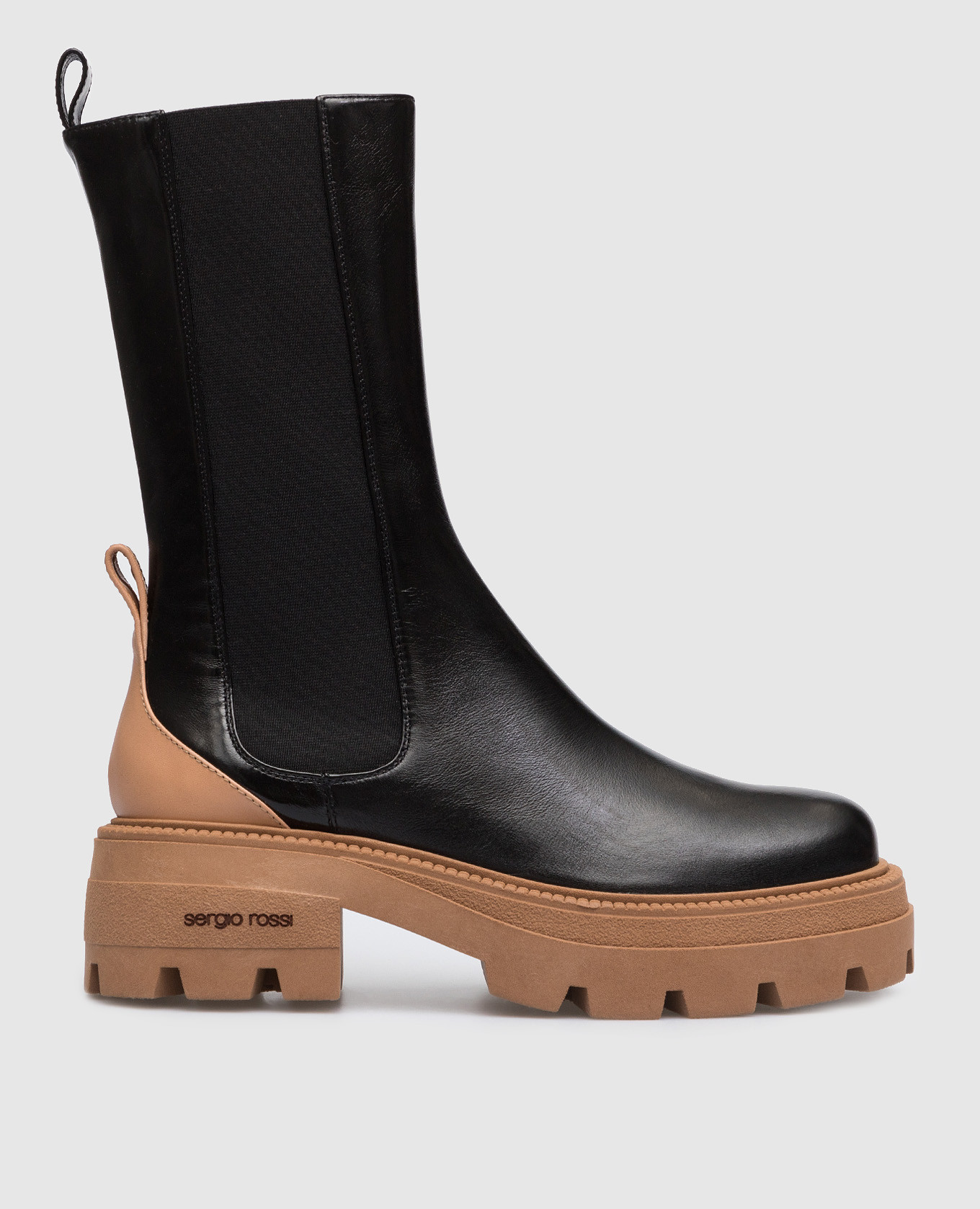 

Sr Milla black leather chelsea with logo embossing Sergio Rossi, Черный