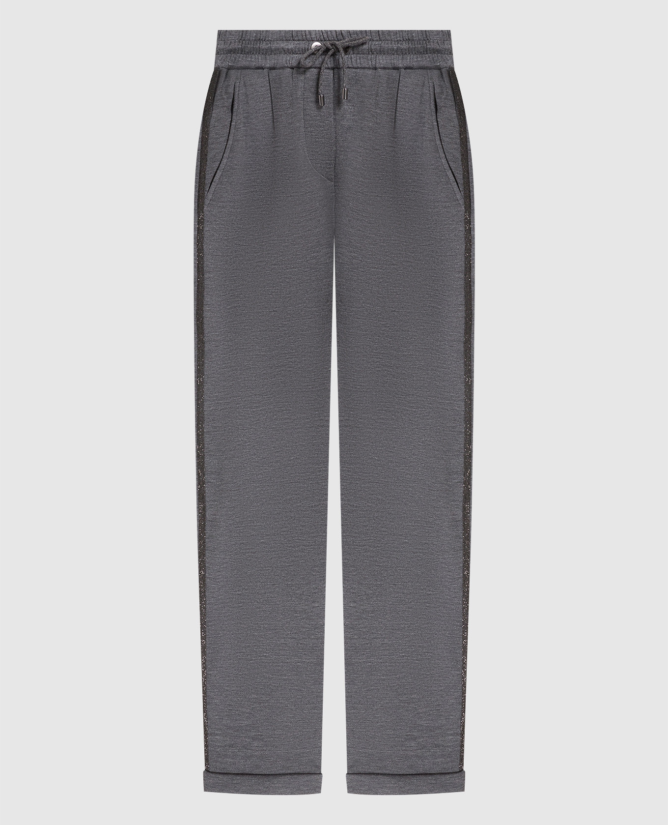 Gray sweatpants with monil chain brunello cucinelli