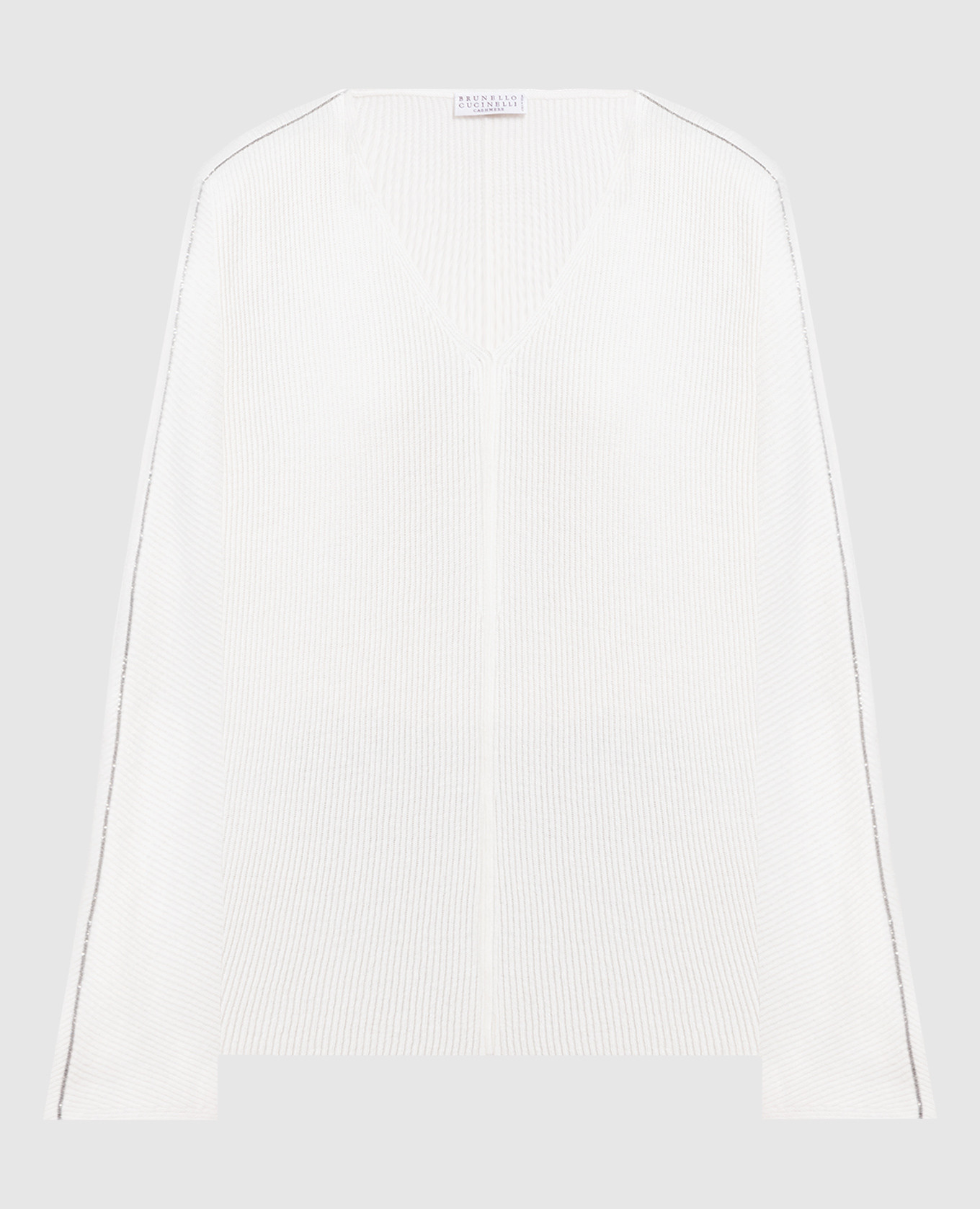 

White wool, cashmere and silk pullover with monil chain Brunello Cucinelli