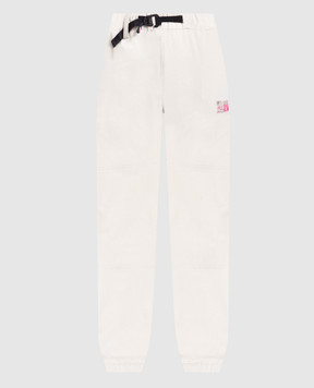 Moncler Grenoble Beige corduroy joggers with logo 2A00001595EO