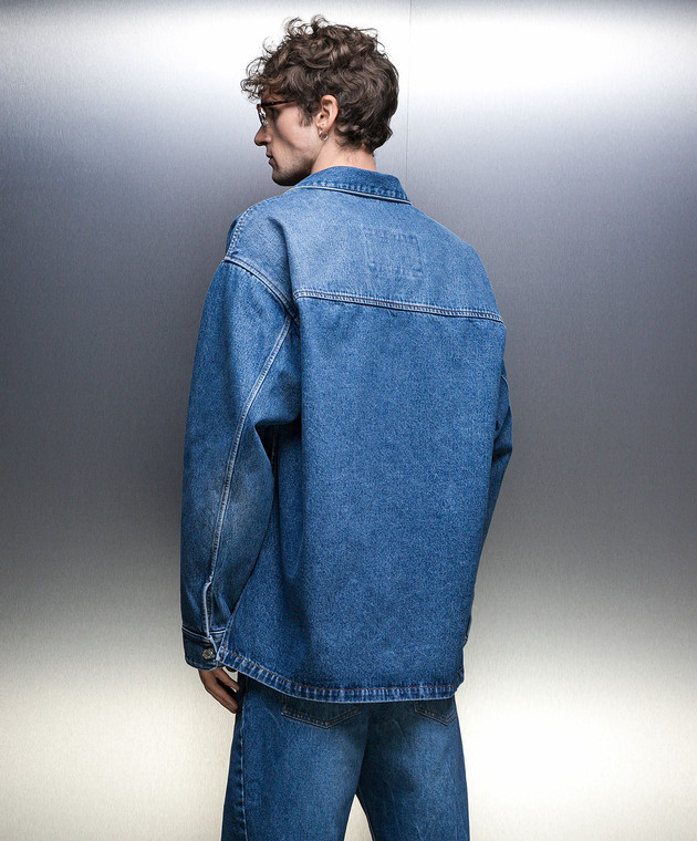 Ami Paris - Blue denim shirt with logo UJK251DE0016 - shop