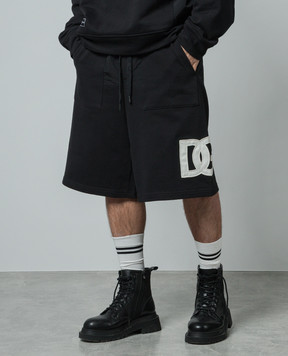 Dolce&Gabbana Black combo shorts with logo patch GP058ZG7L3P