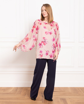 Marina Rinaldi Pink silk floral print blouse FIABA