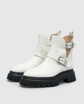 Stuart Weitzman Mverick white leather boots SF018