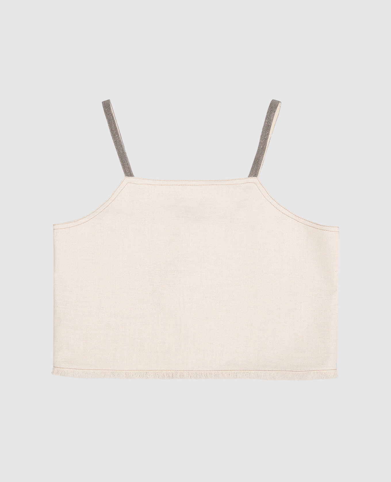Children's beige top with monil chain brunello cucinelli