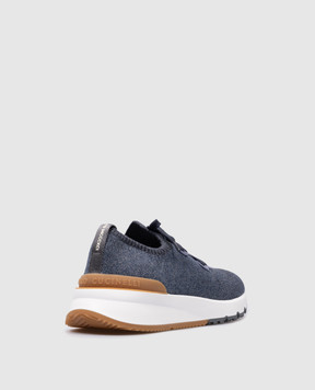 Brunello Cucinelli Blue sneakers with textured logo MZUKISO250