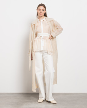 Peserico Beige top with monil chain E08266A08372