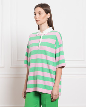 Allude Striped wool and cashmere polo shirt 23217134
